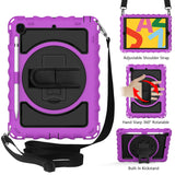 Case for Apple iPad Air 4 / iPad Air 5 / iPad Pro (11 inch) Hybrid 3in1 Armor Rugged with Built-in Kickstand 360° Rotatable Stand & Shoulder Hand Strap Corner Shockproof Purple Tablet Cover