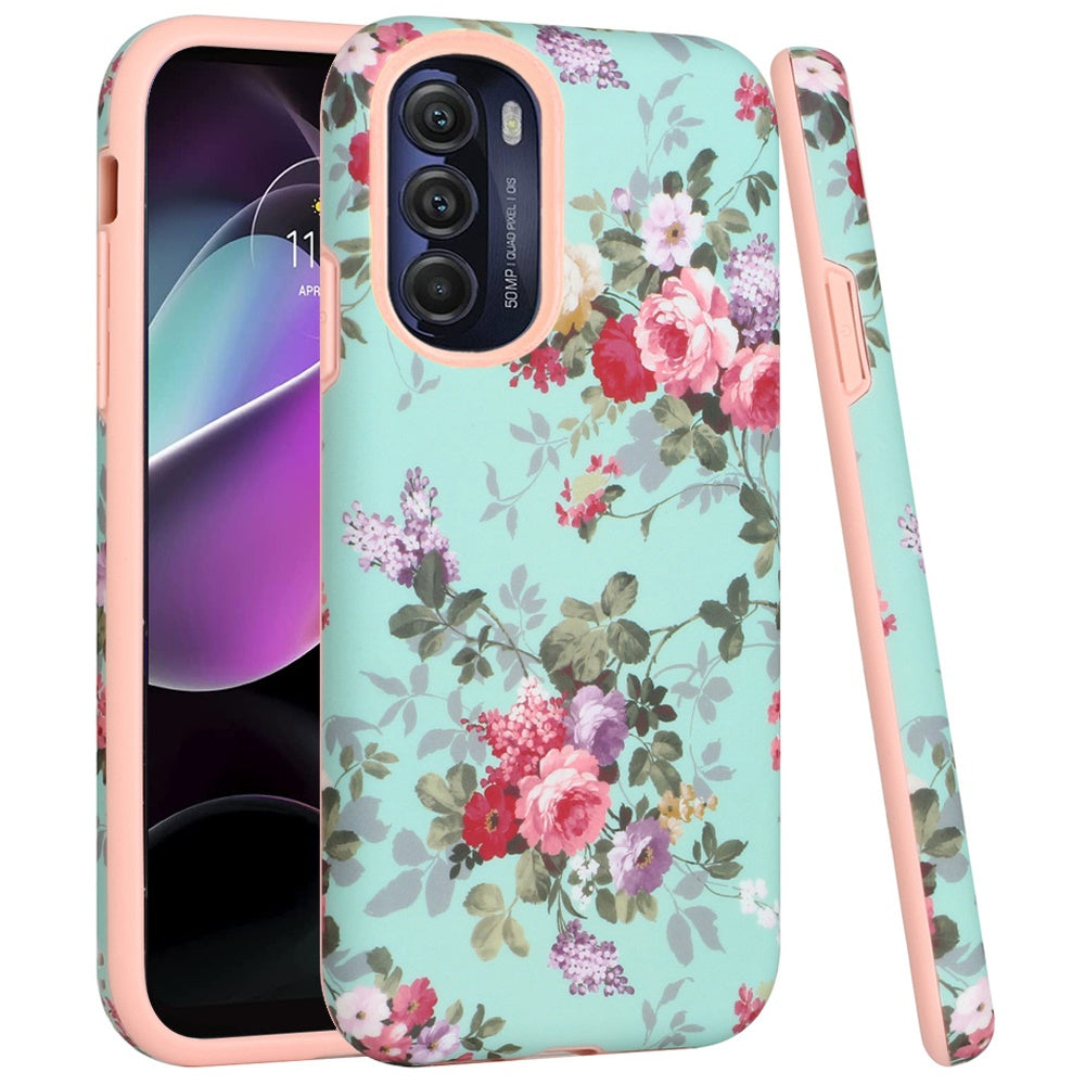 For Motorola Moto G 5G 2022 Bliss Floral Stylish Design Hybrid Rubber TPU Hard Shockproof Armor Slim Phone Case Cover