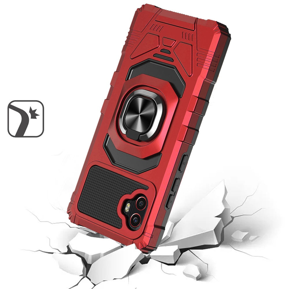 For Samsung Galaxy Xcover 6 Pro Hybrid Dual Layer with Rotate Magnetic Ring Stand Holder Kickstand, Rugged Shockproof Phone Case Cover