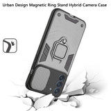 For Samsung Galaxy S21 FE /Fan Edition Kickstand Hybrid with Slide Camera Protector, Built-in 360° Rotate Ring Stand TPU Bumper  Phone Case Cover