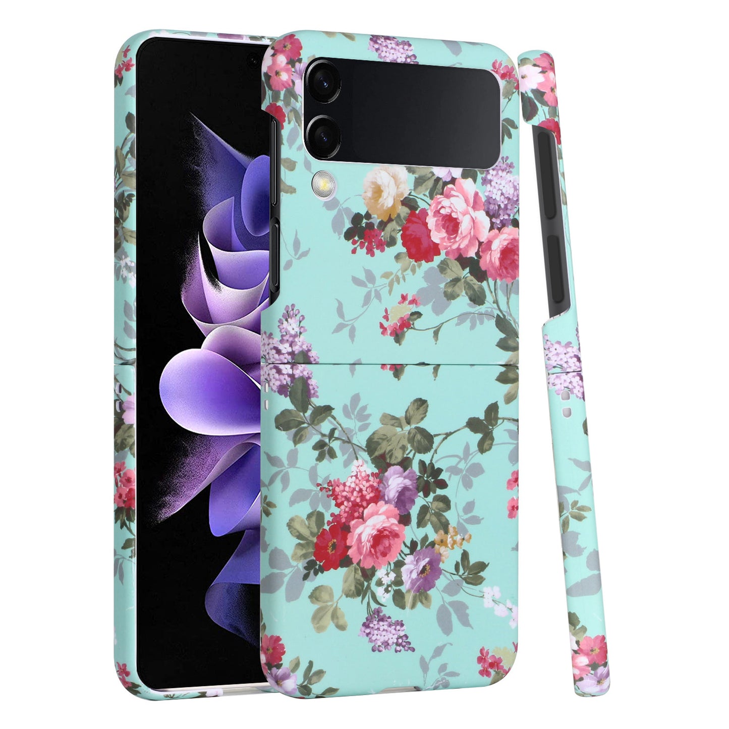 For Samsung Galaxy Z Flip 4 5G Bliss Floral Stylish Design Hybrid Rubber TPU Hard PC Shockproof Armor Slim Phone Case Cover