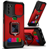 For Samsung Galaxy S22 Wallet Case with Ring Stand, Slide Camera Cover & Credit Card Holder, Military Grade Shockproof  Phone Case Cover
