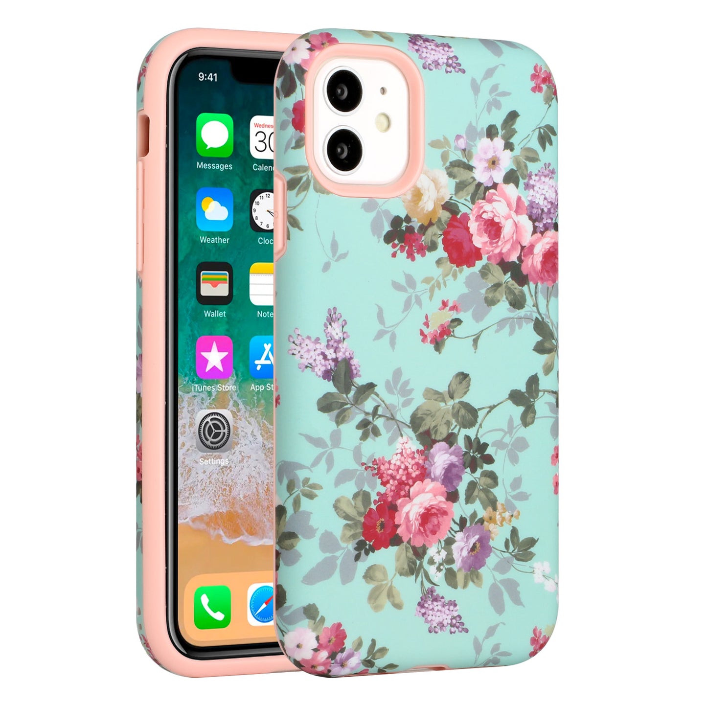 For Apple iPhone 13 Pro Max (6.7") Bliss Floral Stylish Design Hybrid Rubber TPU Hard Shockproof Armor Slim Phone Case Cover