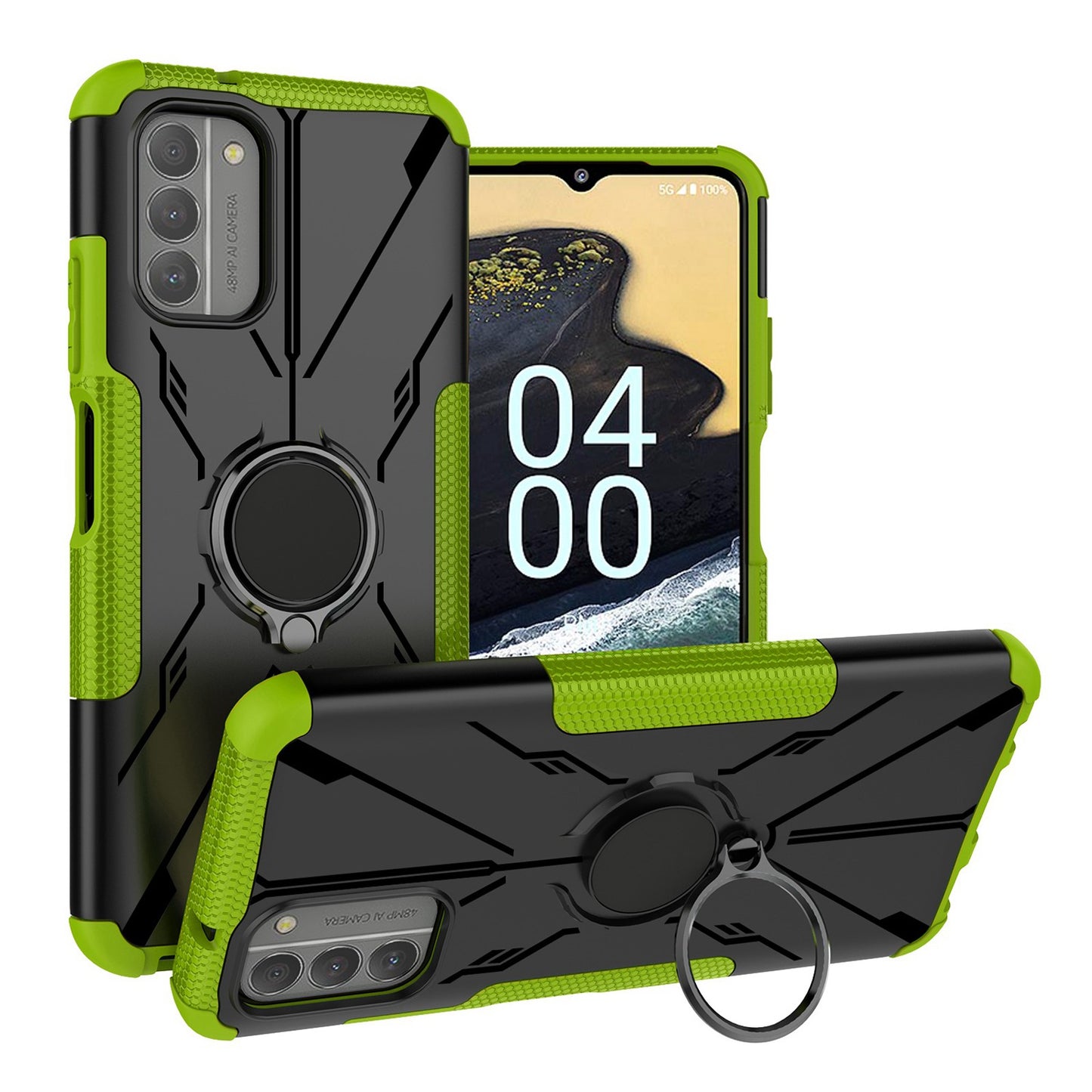 For Nokia G100 4G Hybrid 2in1 Rugged Hard TPU Shock-Absorbing with Magnetic Rotatable Ring Kickstand Phone Case Cover