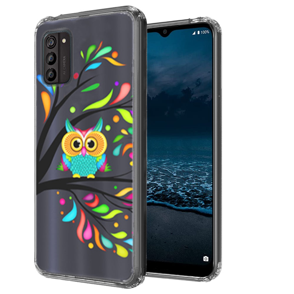 For Nokia G100 4G Pattern Fashion Design Ultra Thin Clear Hybrid Rubber Gummy TPU Grip + Hard PC Back Shockproof Phone Case Cover