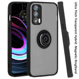 For Motorola Edge 20 Pro Hybrid Protective PC & TPU Shockproof with 360° Rotation Ring Magnetic Metal Stand & Covered Camera  Phone Case Cover
