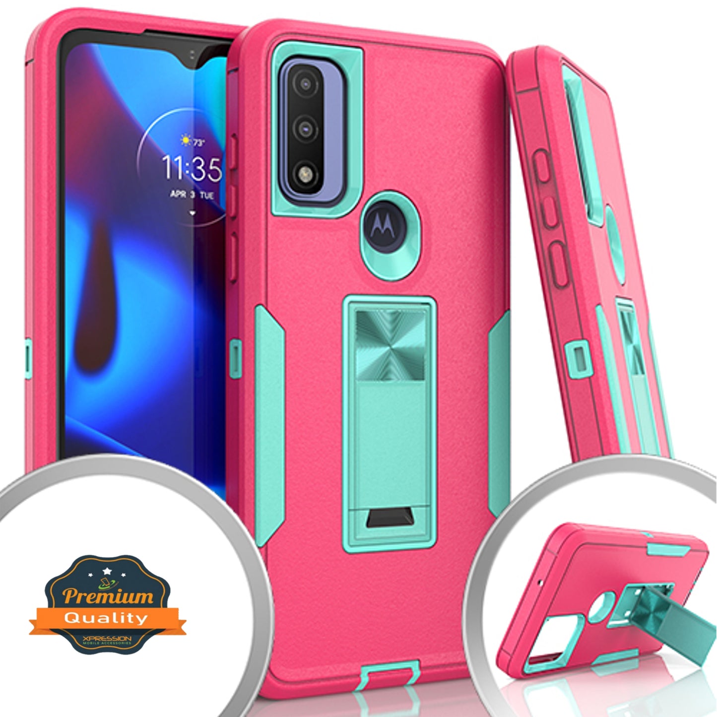 For Motorola Moto G Pure / Moto G Power 2022 Military Grade Rugged with Hidden Kickstand Hybrid Heavy Duty Support Car Mount Holder Phone Case Cover