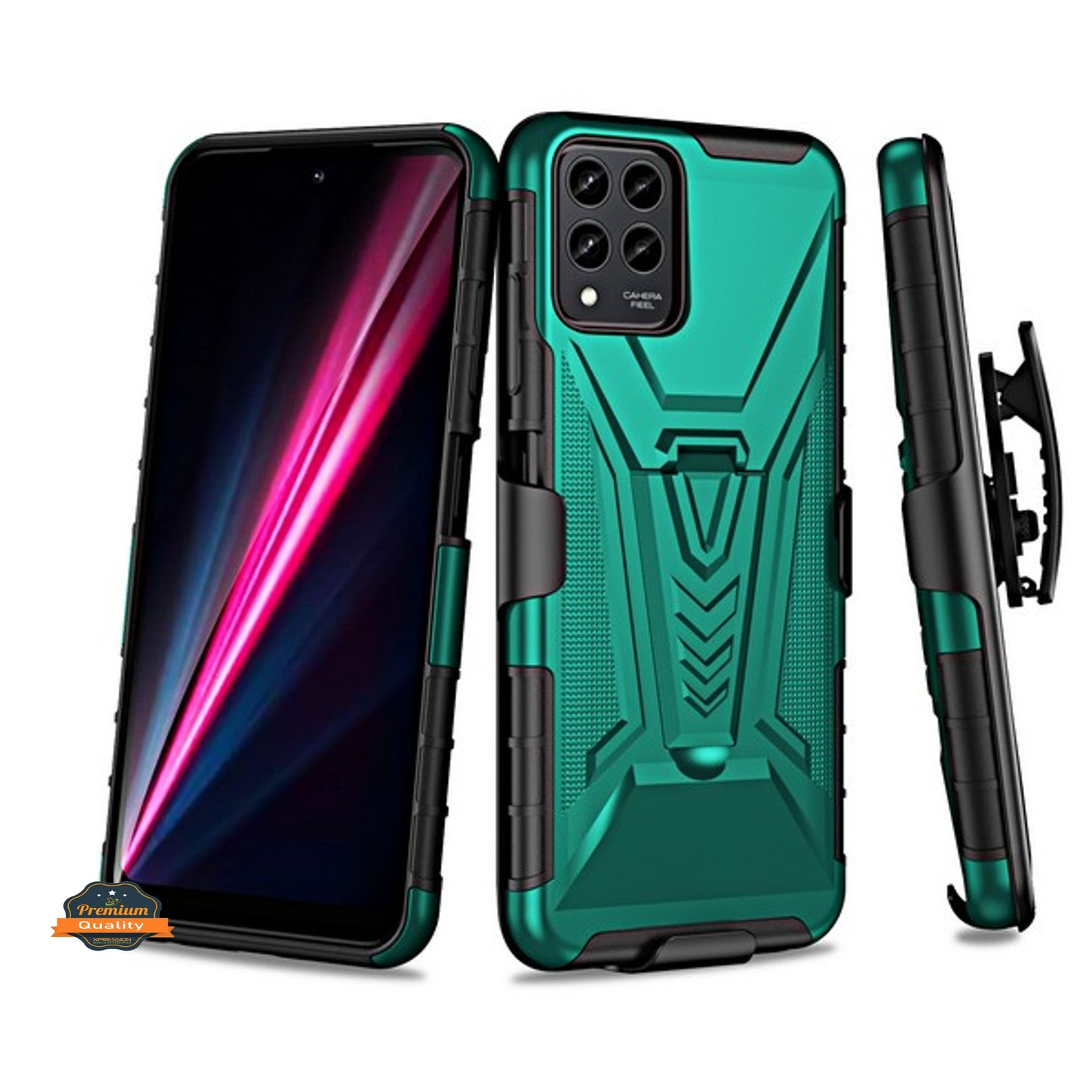 For T-Mobile Revvl 6 Pro 5G /Revvl 6 5G Swivel Belt Clip Holster with Built-in Kickstand, Heavy Duty Hybrid 3in1 Shockproof Phone Case Cover