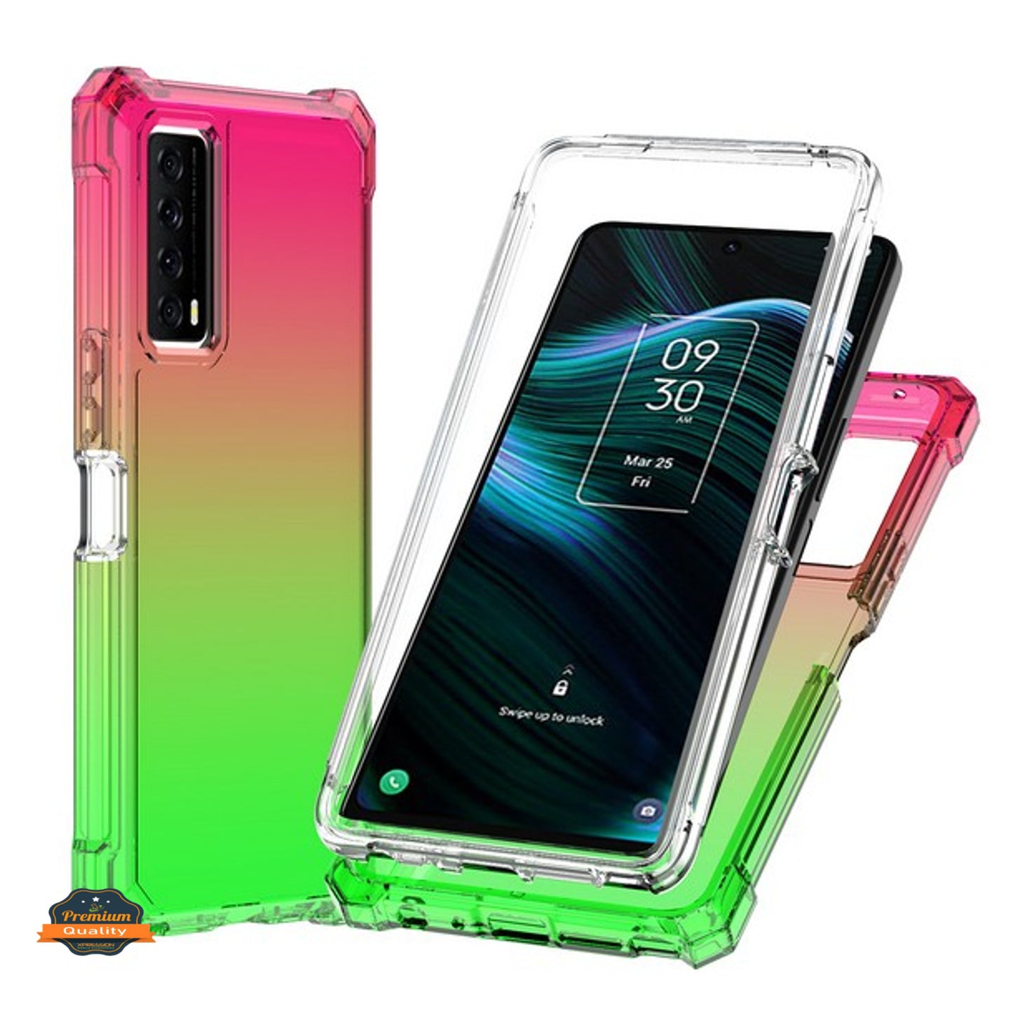 For TCL Stylus 5G Hybrid 2in1 Front Bumper Frame Cover Square Edge Shockproof Soft TPU + Hard PC Anti-Slip Heavy Duty Phone Case Cover