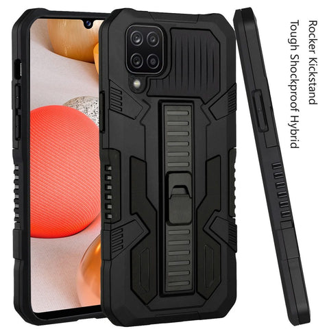 For Samsung Galaxy A42 5G Hybrid Tough Rugged [Shockproof] Dual Layer Protective with Kickstand Military Grade Hard PC + Soft TPU Black Phone Case Cover