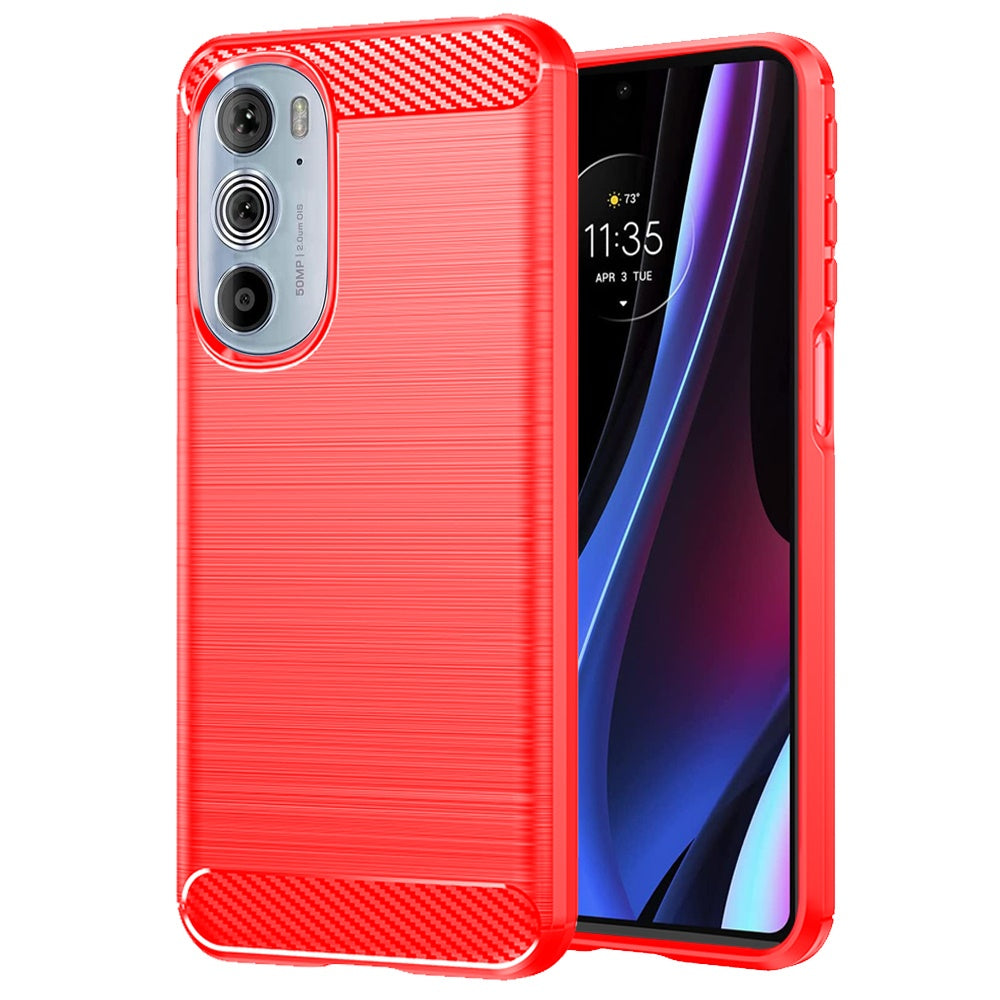 For Motorola Edge+ 2022 /Edge Plus Carbon Fiber Silicone Soft Skin Flexible Lightweight TPU Gel Rubber Rugged Brushed Phone Case Cover