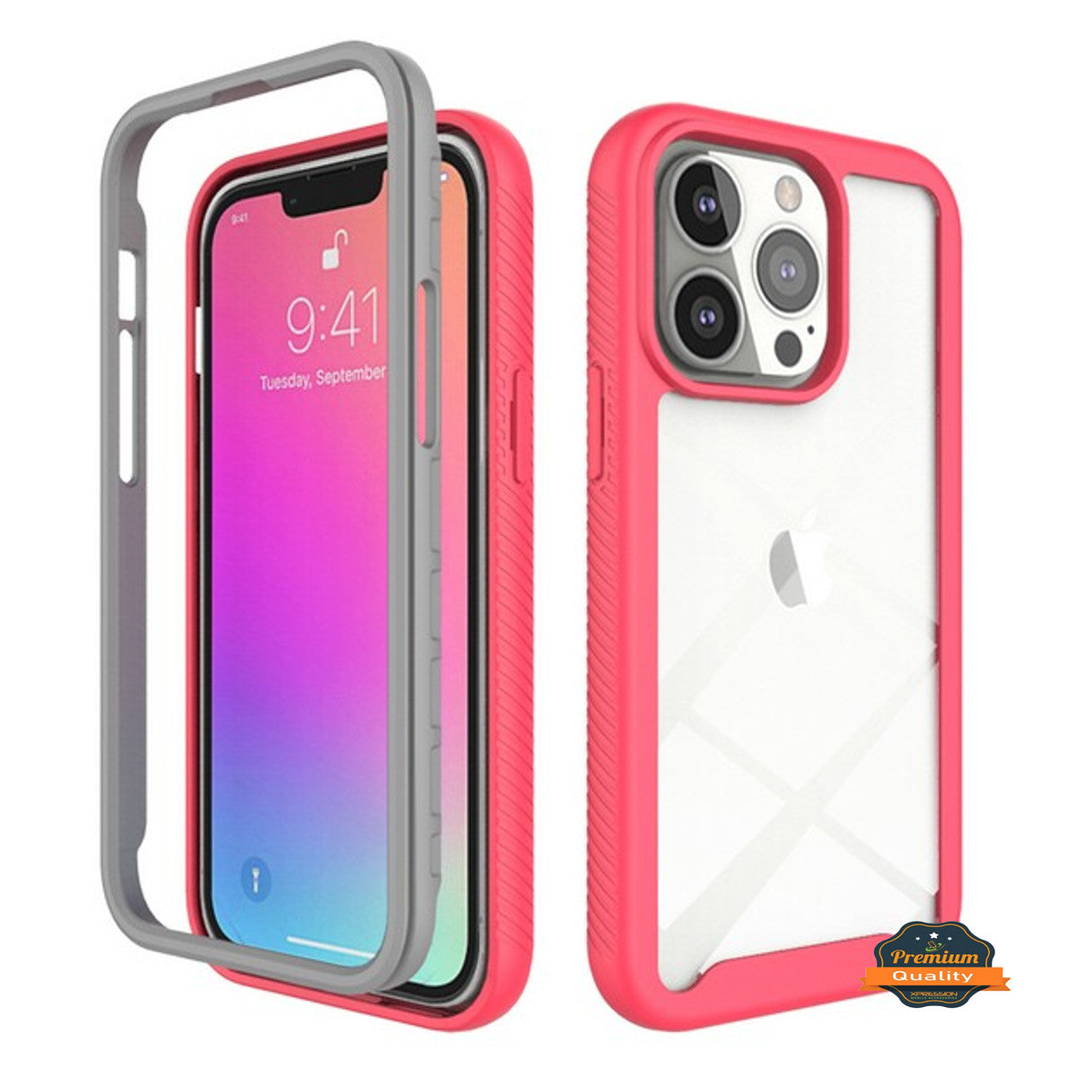 For Apple iPhone 14 Plus (6.7") Full Body Armor Hybrid Double Layer Hard PC + TPU Transparent Back Rugged Shockproof Phone Case Cover