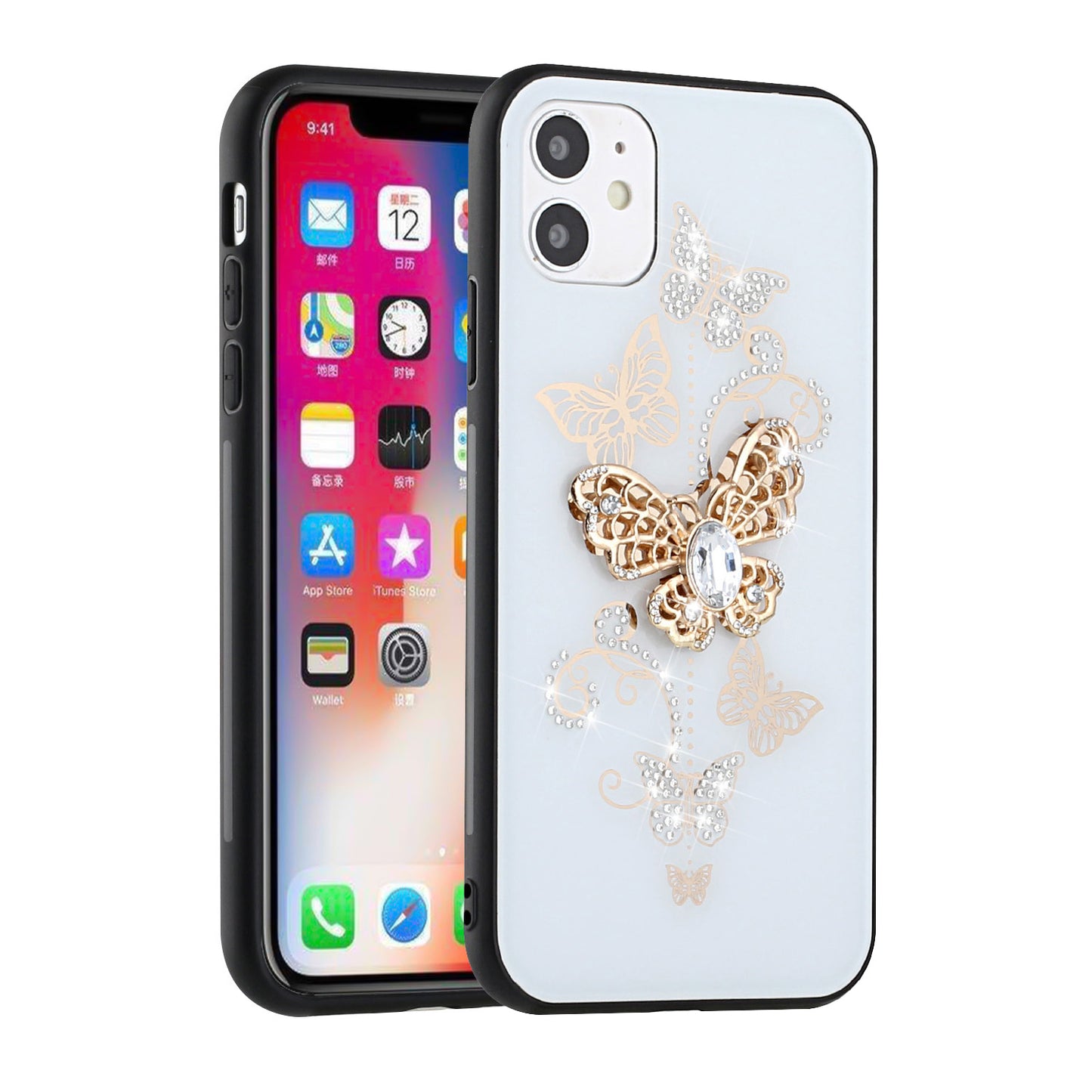 For Apple iPhone 13 Pro Max (6.7") 3D Diamond Bling Sparkly Glitter Ornaments Engraving Hybrid Armor Rugged Fashion Phone Case Cover