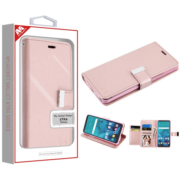 For LG K31 /Aristo 5/Fortune 3/Tribute Monarch / Phoenix 5 PU Leather Wallet with Credit Card Holder Storage Flip Pouch Stand Pink Phone Case Cover