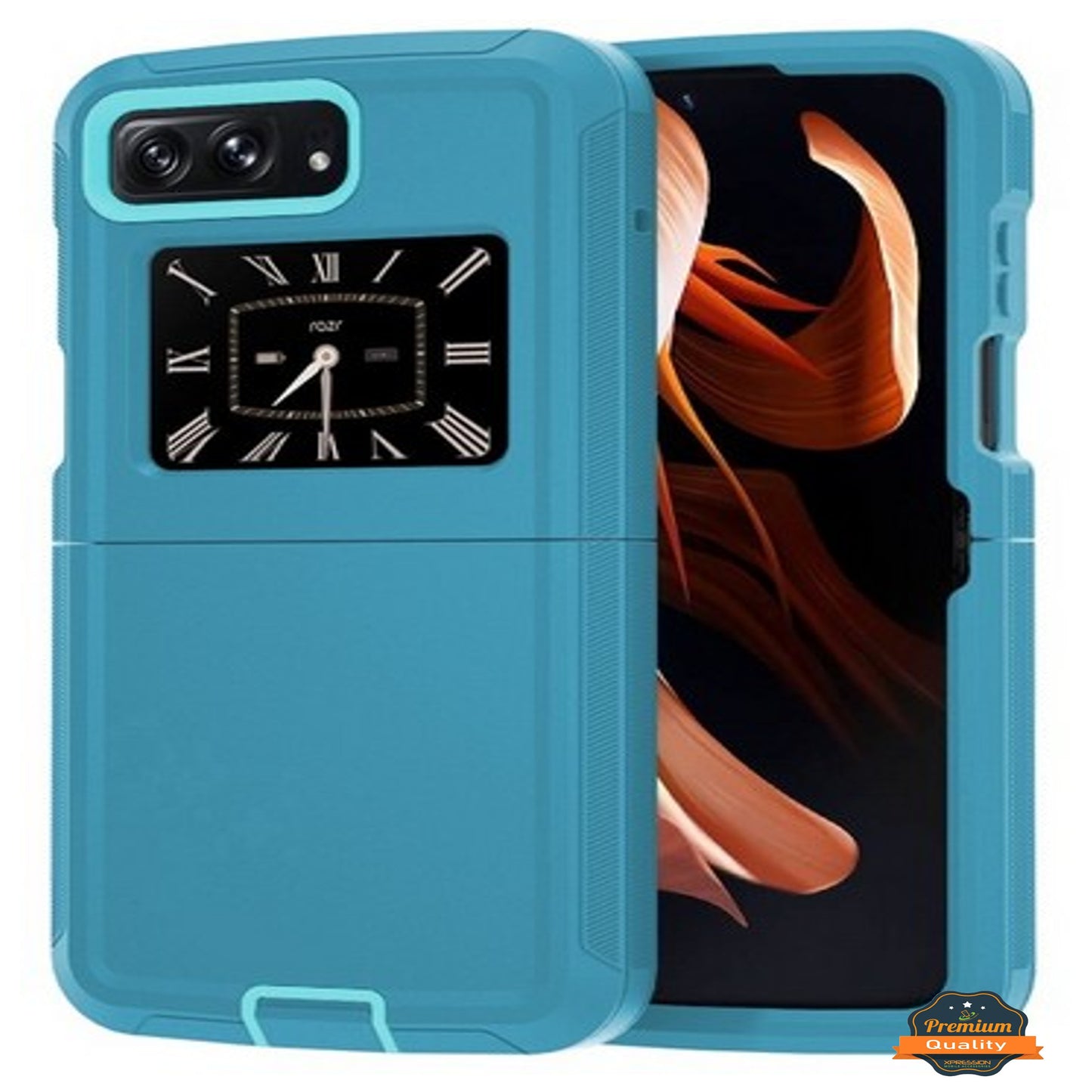 For Motorola Razr 2022 Hybrid Bumper Rugged Dual Layer Heavy-Duty Military-Grade Rubber TPU Defender Protective Phone Case Cover