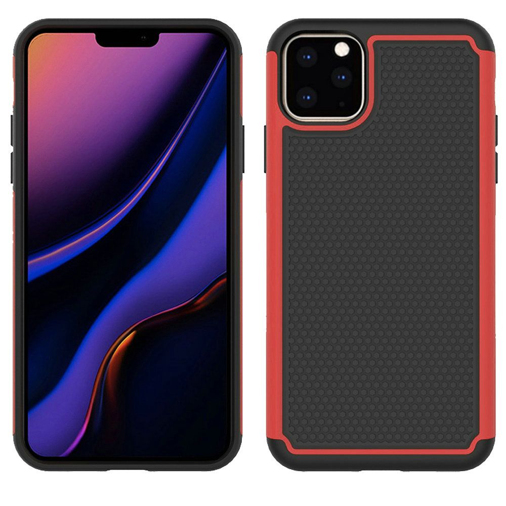 For Apple iPhone 13 Mini (5.4") Textured Hybrid Tuff Shockproof Rugged Hard PC & Silicone TPU Anti-Slip Dual Layer Protective Bumper Phone Case Cover