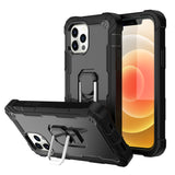 For Apple iPhone 12 Pro Max (6.7") Hybrid 3 Layers with 360° Rotatable Ring Kickstand Holder Heavy Duty Hard PC Soft Silicone Shockproof  Phone Case Cover