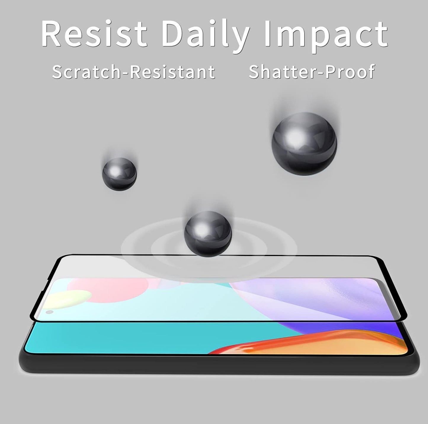 For Samsung Galaxy A03S Tempered Glass Screen Protector Full Cover Anti-Scratch Edge to Edge Black Border Coverage HD Clear 2.5D Clear Black Screen Protector