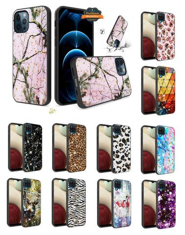 For Apple iPhone 13 (6.1") Printed Design Pattern Hybrid with Glitter Sparkle Bling Slim Fit Luxury Hard TPU Shockproof Protective  Phone Case Cover
