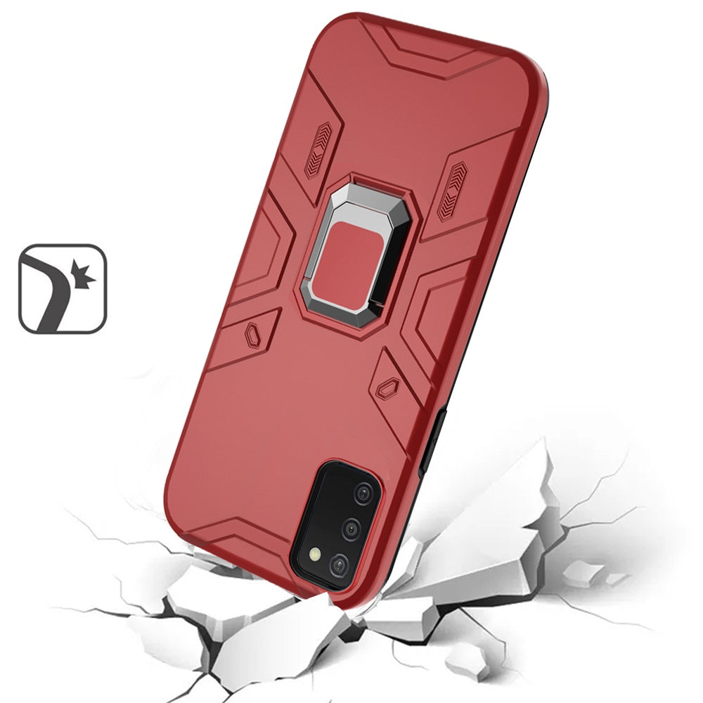 For Samsung Galaxy A03S Slim Thin Rugged Shockproof Hybrid with Magnetic Ring Stand Holder Hard PC Silicone TPU Rubber Phone Case Cover