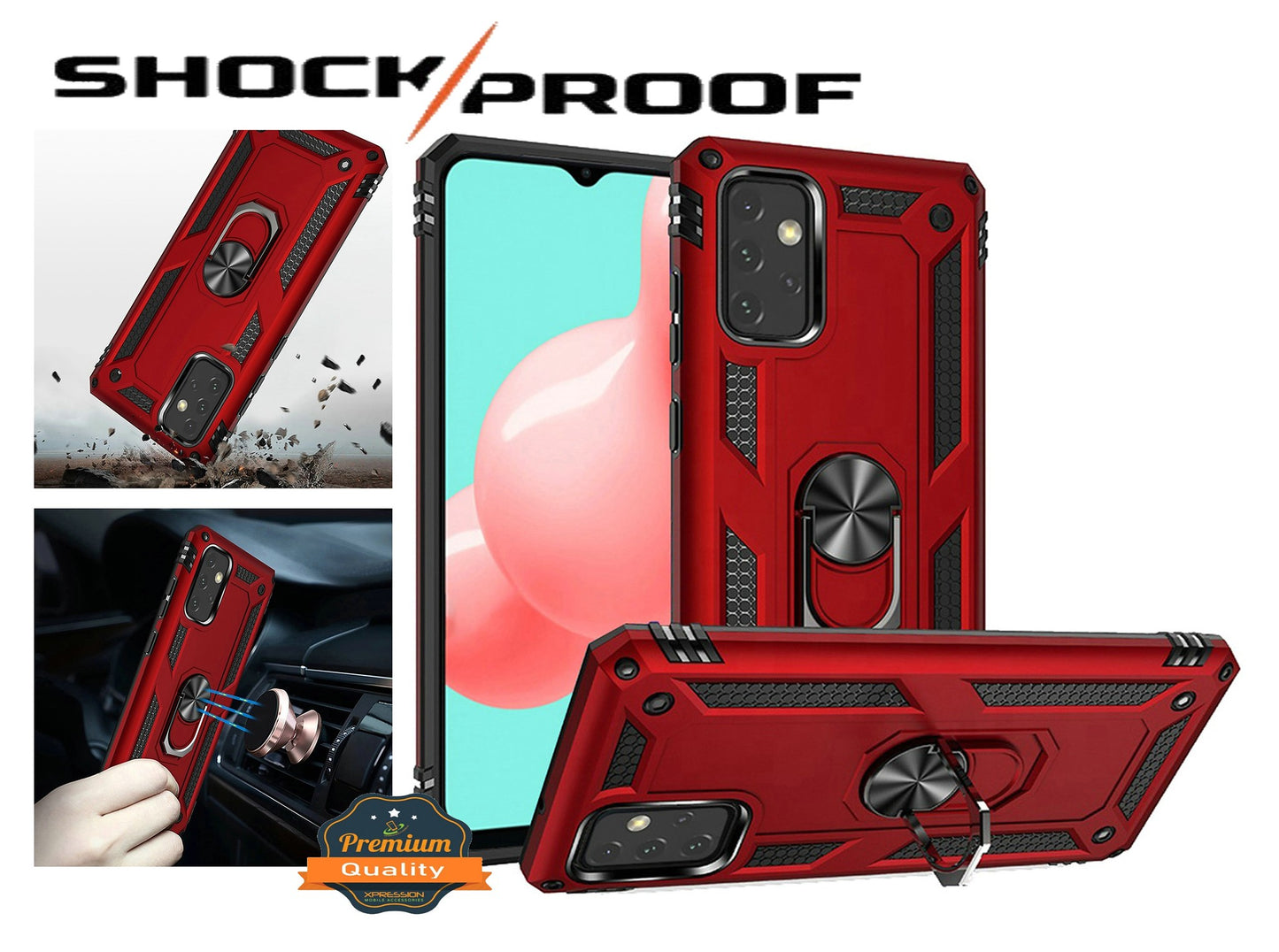 For Samsung Galaxy S9 /S9 Plus Hybrid Durable PC Dual Layer TPU 360° Rotatable Ring Stand Holder Kickstand Fit Magnetic Car Mount Phone Case Cover