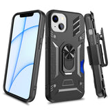 For Samsung Galaxy S22+ Plus Wallet Case with Invisible Credit Card Holder, 3 in 1 Combo Holster Clip and Ring Kickstand Black Phone Case Cover