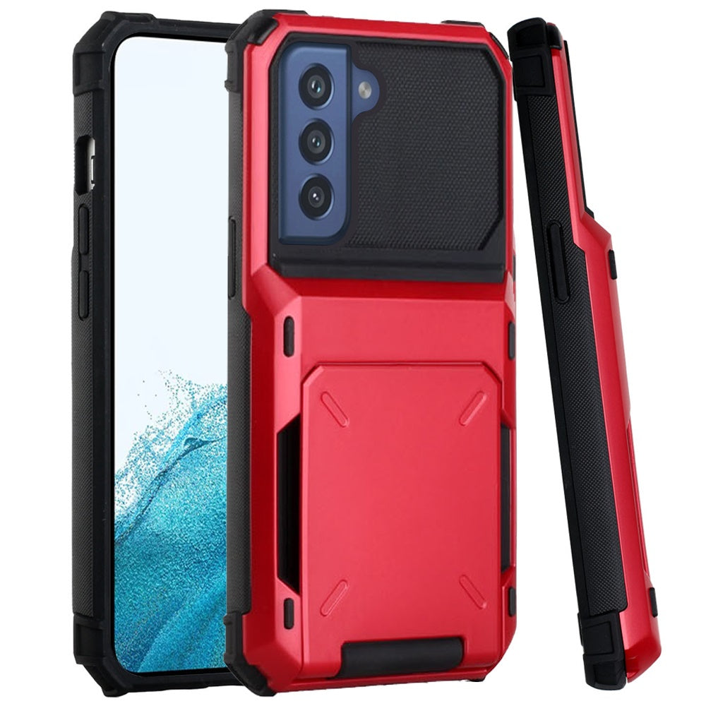 For Samsung Galaxy S22 Multiple Wallet Hidden Credit Card Holder (Upto 5 Cards) Shockproof Hybrid Armor Durable Phone Case Cover