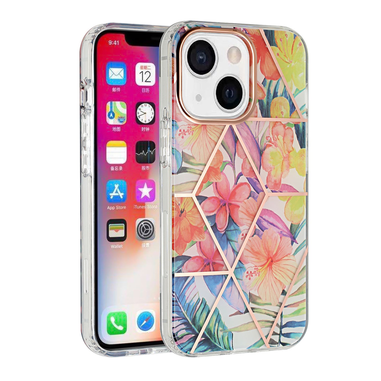 For Apple iPhone SE 2022 3rd/SE 2020/8/7 Fashion Floral IMD Design Flower Pattern Hybrid Protective Hard TPU Slim Back Phone Case Cover