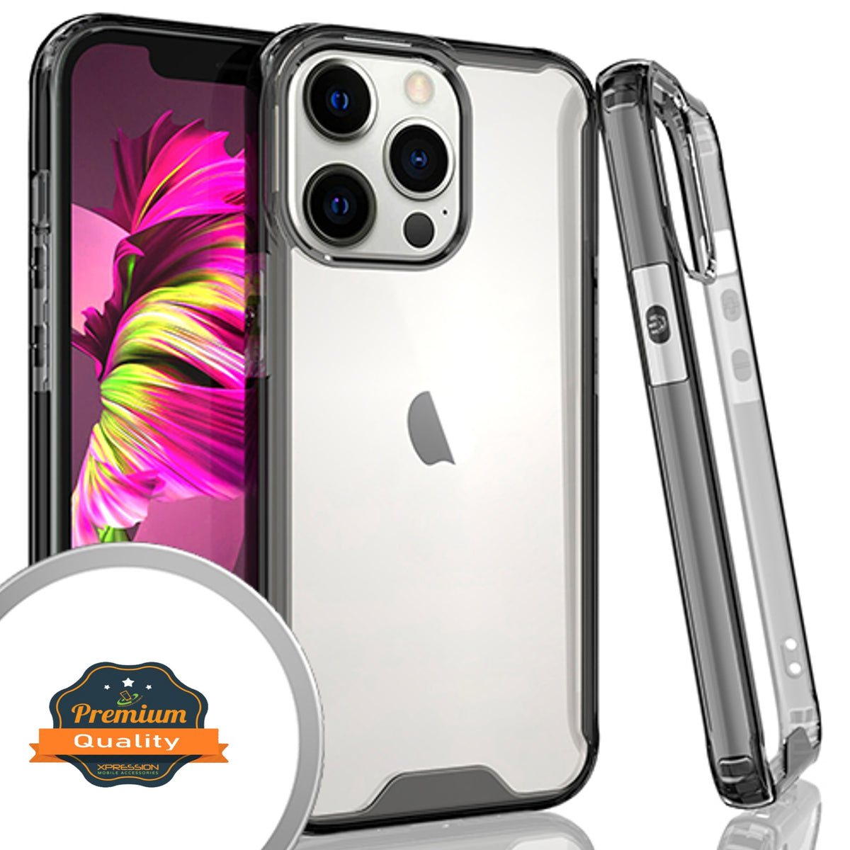 For Apple iPhone 14 Plus (6.7") Ultra Slim Frame Shockptoof Hybrid Rubber Silicone Gummy TPU Clear Hard Back Protective Phone Case Cover