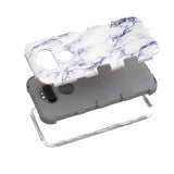For LG K31 /Aristo 5/Fortune 3/Tribute Monarch / Phoenix 5 Stylish Hybrid Three Layer Hard PC Shockproof Heavy Duty TPU Rubber White Gray Marble Phone Case Cover