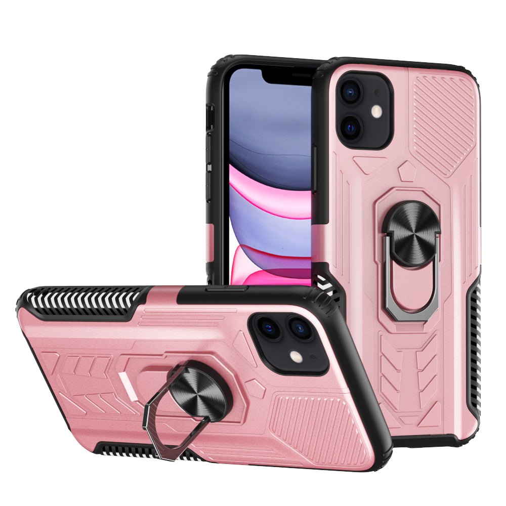 For Apple iPhone XR Military Grade Hybrid Heavy Duty 2 in 1 Protective Hard PC and Soft Silicone with Ring Stand Holder Phone Case Cover