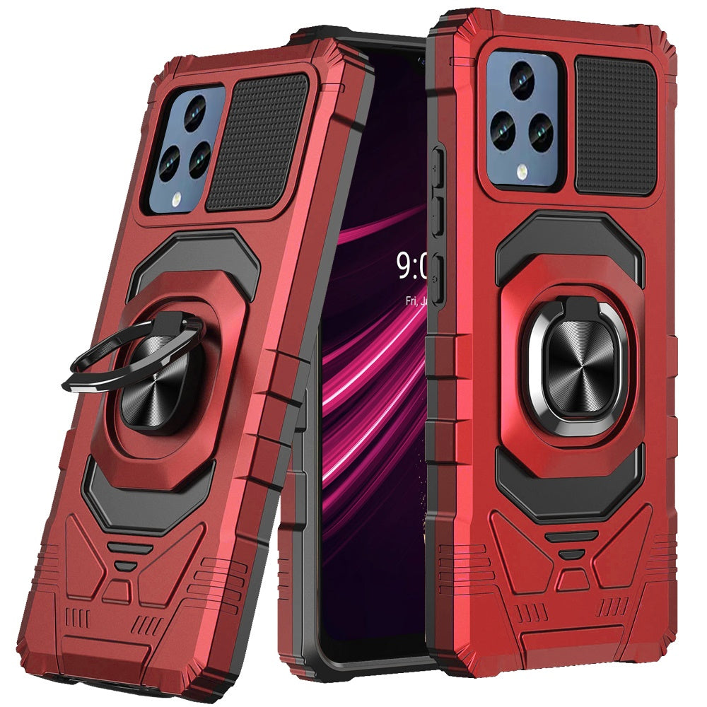 For T-Mobile Revvl 6 Pro 5G /Revvl 6 5G Hybrid 2in1 Dual Layer with Rotate Magnetic Ring Stand Holder Kickstand, Rugged Shockproof Phone Case Cover