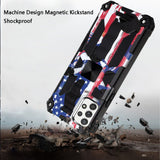 For Samsung Galaxy A02S Heavy Duty Stand Hybrid Shockproof [Military Grade] Rugged Protective with Built-in Kickstand American Flag USA Phone Case Cover