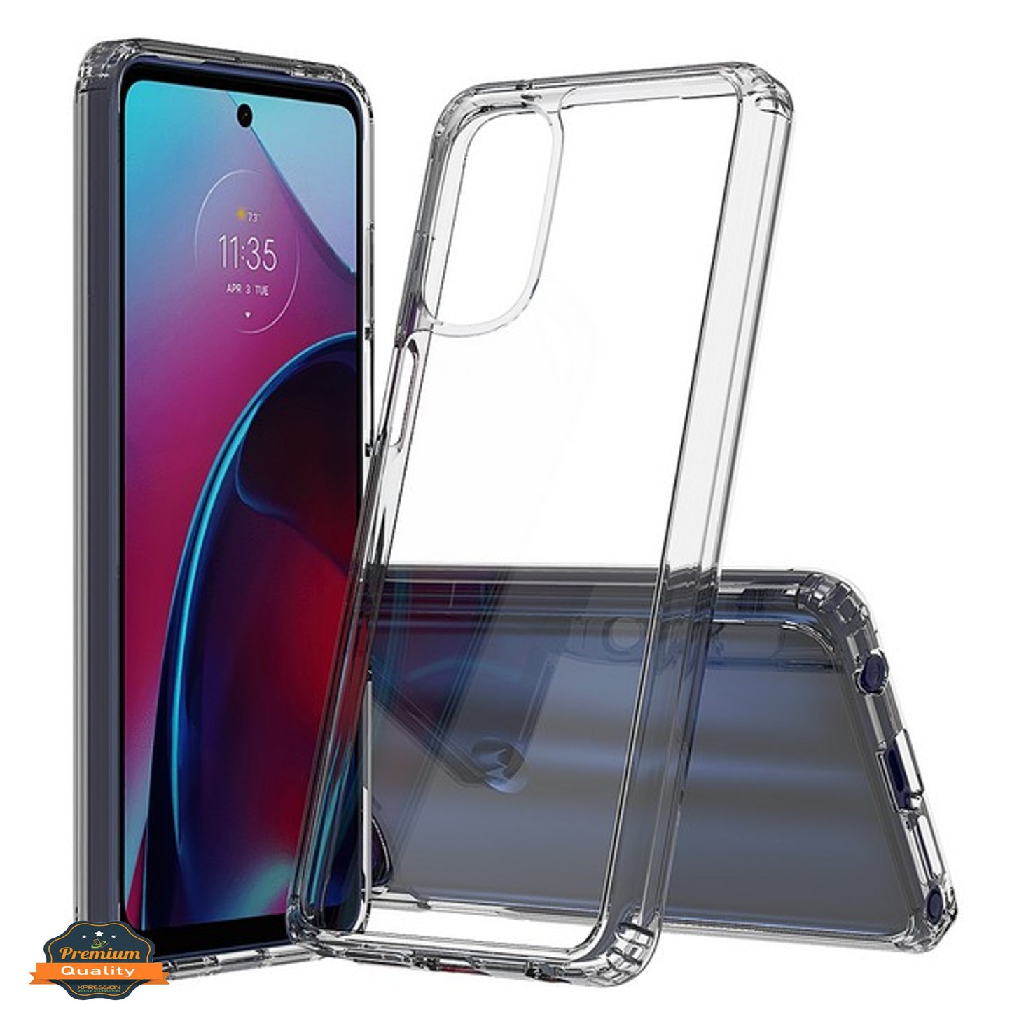 For Motorola Edge+ Plus 2023 Crystal HD Clear Back Panel + TPU Bumper Frame Hybrid Thin Slim Hard Shockproof Defender Phone Case Cover