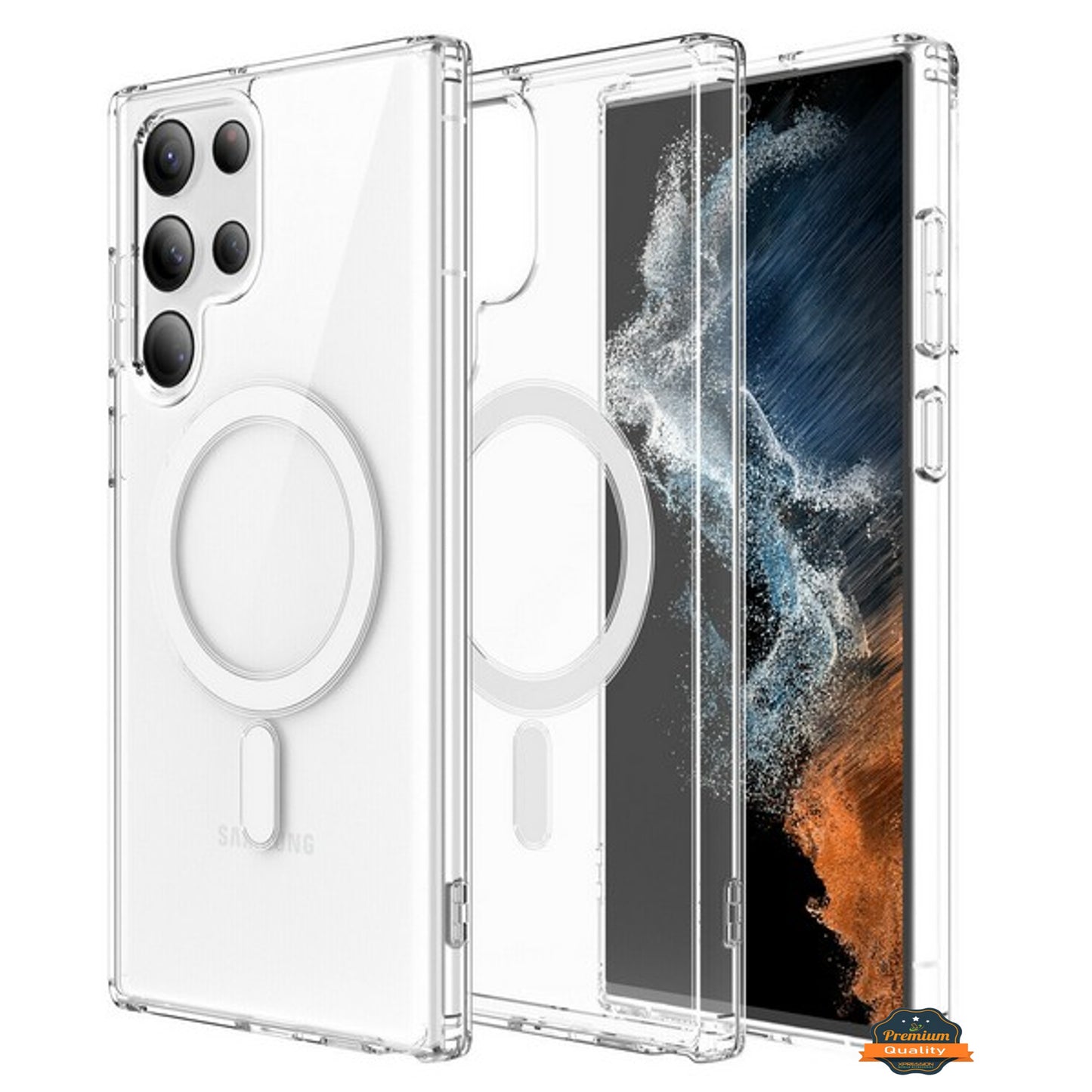 For Samsung Galaxy S22/ Plus Ultra Magnetic Case Compatible with Magsafe Wireless Chager & Card Wallet Transparent Phone Case Cover