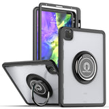 Case for Samsung Galaxy Tab A7 (10.4 inch) Slim Transparent Hybrid with Ring Magnetic Stand Holder Kickstand Frame Drop proof Clear Black Tablet Cover