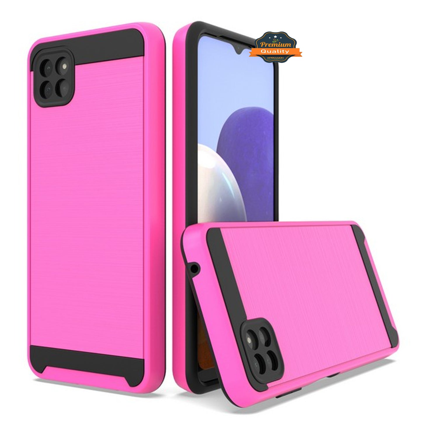 For Samsung Galaxy A42 5G Slim Rugged TPU + Hard PC Brushed Texture Hybrid Dual Layer Defender Armor Shock Absorbing Phone Case Cover