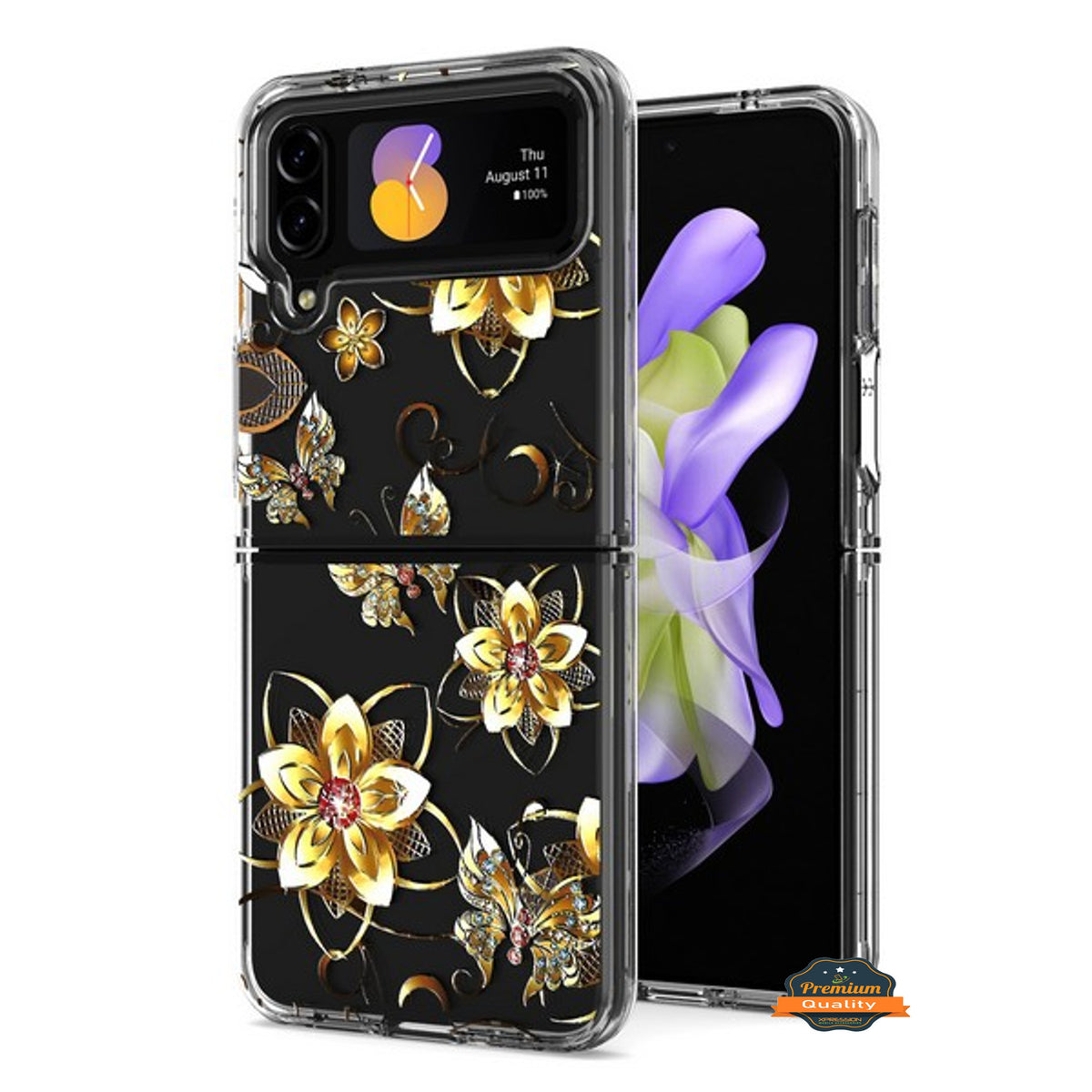 For Samsung Galaxy Z Flip 4 5G Hybrid Trendy Image Patterns Design Transparent Hard Back Shockproof TPU Rubber Phone Case Cover