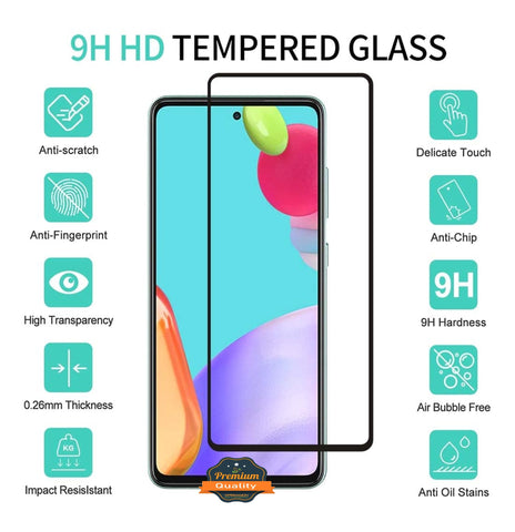 For Samsung Galaxy A33 5G Tempered Glass Screen Protector Full Cover Anti-Scratch Edge to Edge Black Rim Coverage 2.5D Clear Black Phone Case Cover