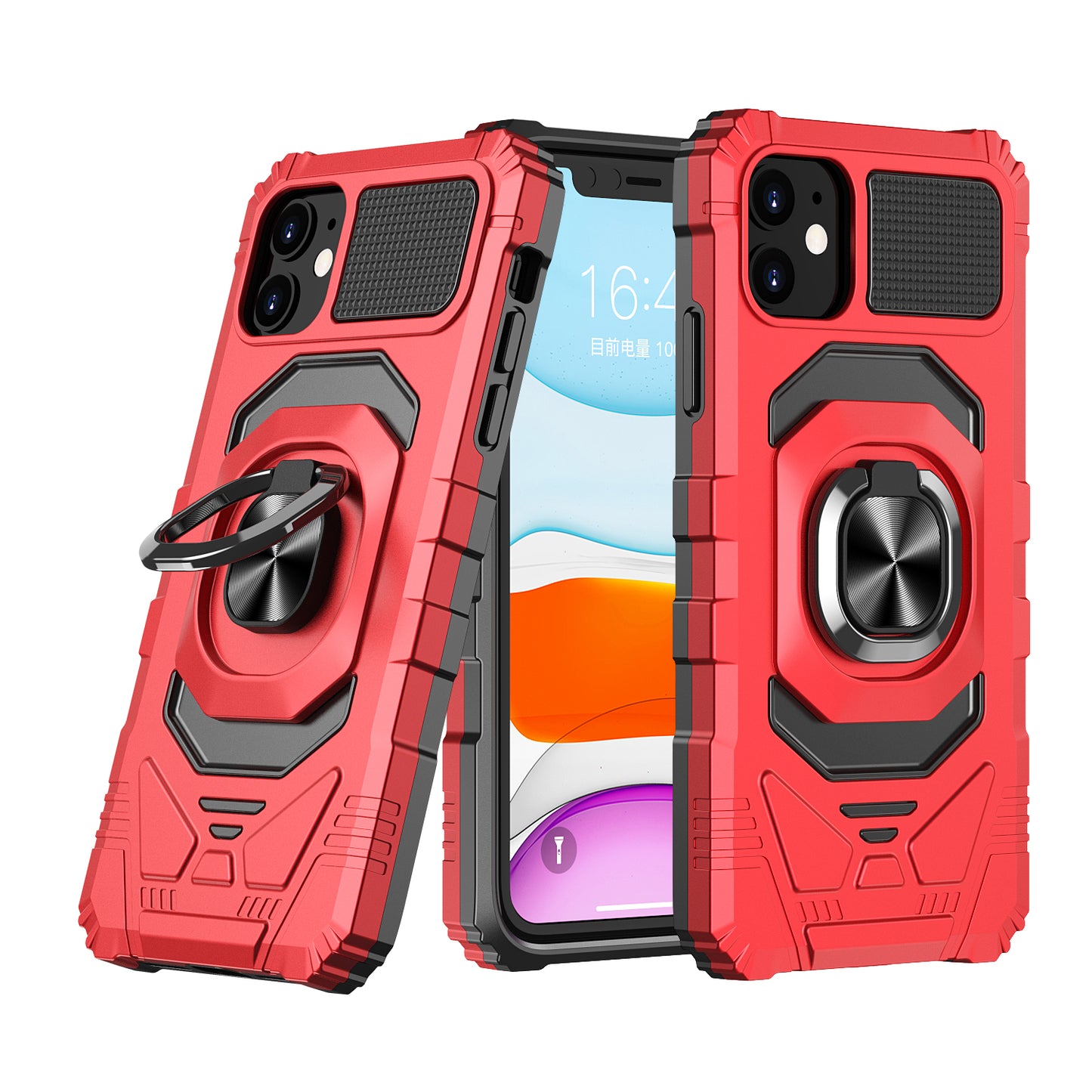 For Apple iPhone 11 (6.1") Hybrid 2in1 Dual Layer with Rotate Magnetic Ring Stand Holder Kickstand, Rugged Shockproof Phone Case Cover