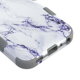 For LG K31 /Aristo 5/Fortune 3/Tribute Monarch / Phoenix 5 Stylish Hybrid Three Layer Hard PC Shockproof Heavy Duty TPU Rubber White Gray Marble Phone Case Cover
