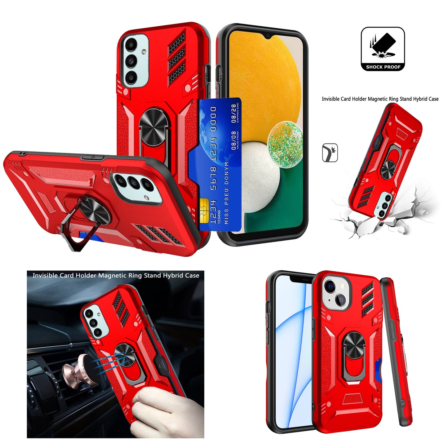 For Motorola Moto G 5G 2022 Wallet Case Hybrid Ring Stand with Invisible Credit Card Holder Heavy Duty Shockproof Rugged Phone Case Cover