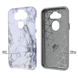 For LG K31 /Aristo 5/Fortune 3/Tribute Monarch / Phoenix 5 Hybrid Dual Layer Hard PC Cases Shockproof TPU Bumper White Marble Phone Case Cover