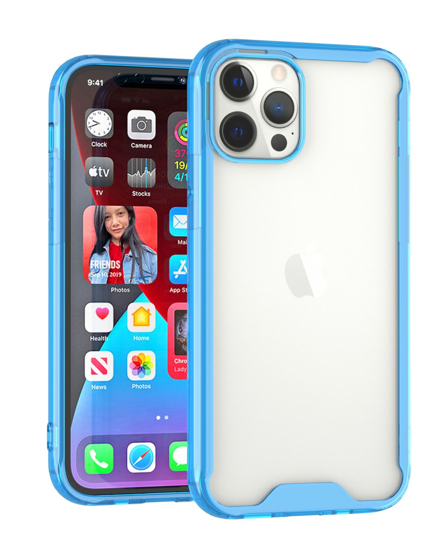 For Apple iPhone 12 Pro Max (6.7") Colored Shockproof Transparent Hard PC + Rubber TPU Hybrid Bumper Shell Thin Slim Protective Phone Case Cover