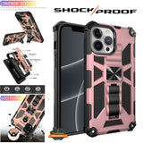 For Apple iPhone 13 Mini (5.4") Built in Magnetic Kickstand, Military Hybrid Bumper Heavy Duty Dual Layers Rugged Protective  Phone Case Cover