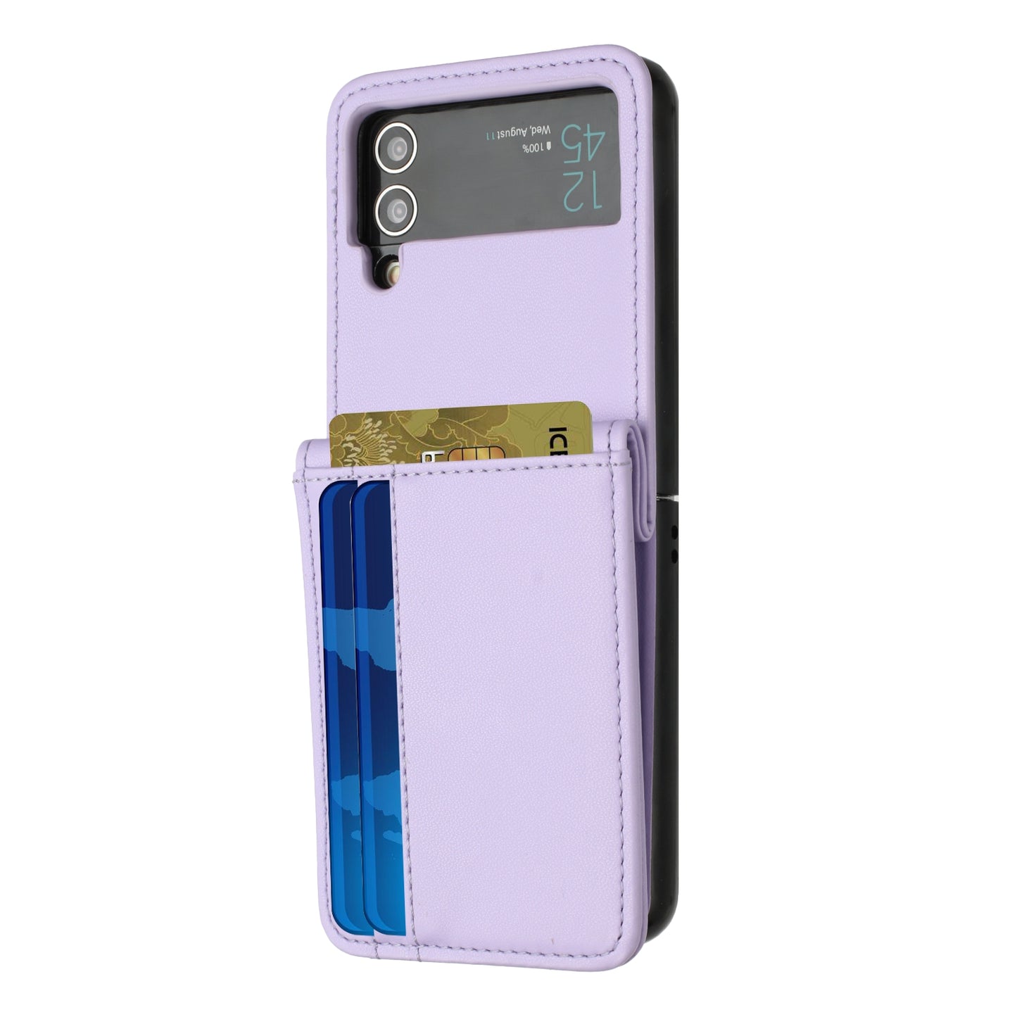 For Samsung Galaxy Z Flip 4 5G Wallet Back Storage PU Leather with Credit Card Slot Pocket Hybrid Protective Phone Case Cover