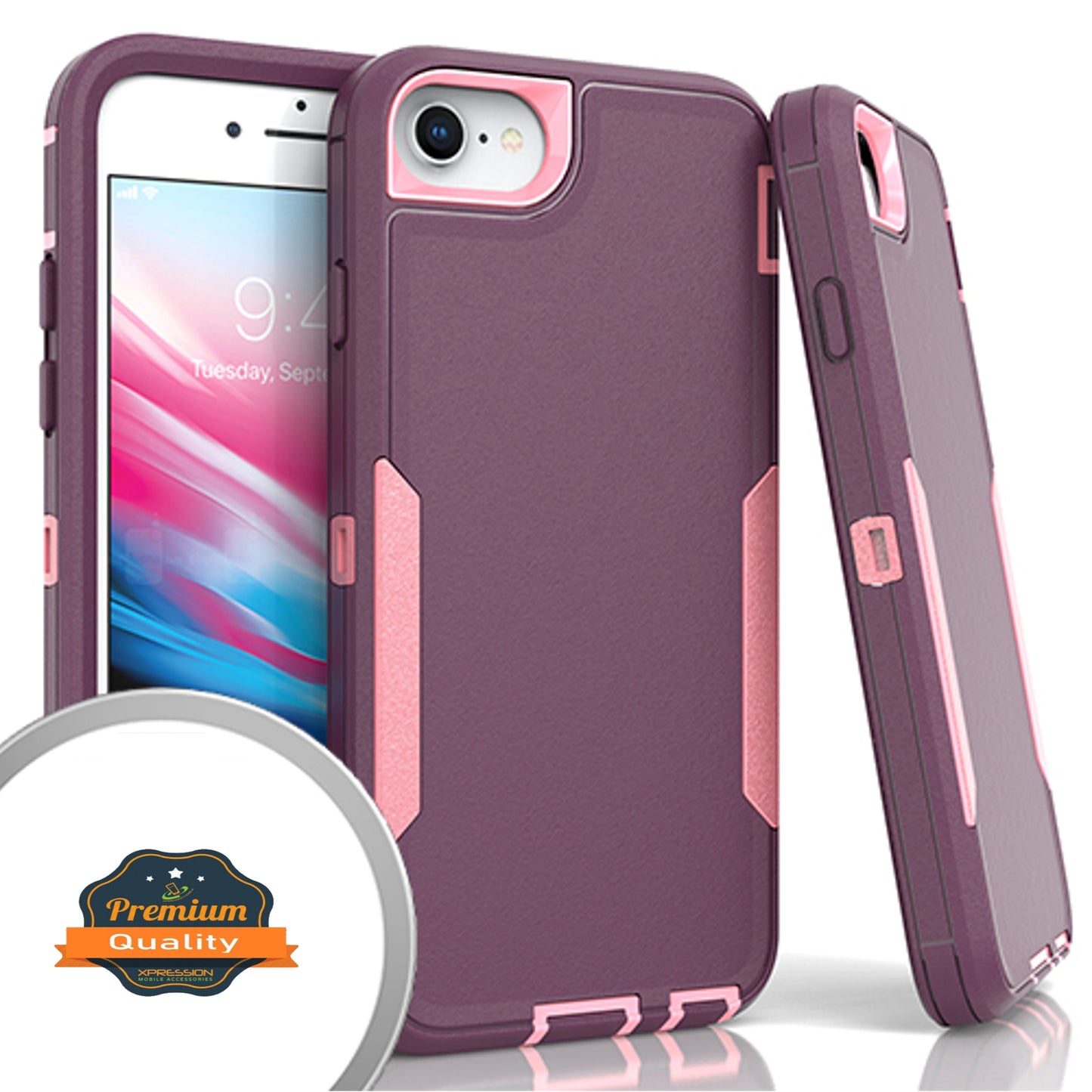 For Apple iPhone SE 3 (2022) /SE /8/7 Hybrid Shockproof Silicone Rubber TPU + Hard PC Heavy Duty Three Layer Protection Phone Case Cover