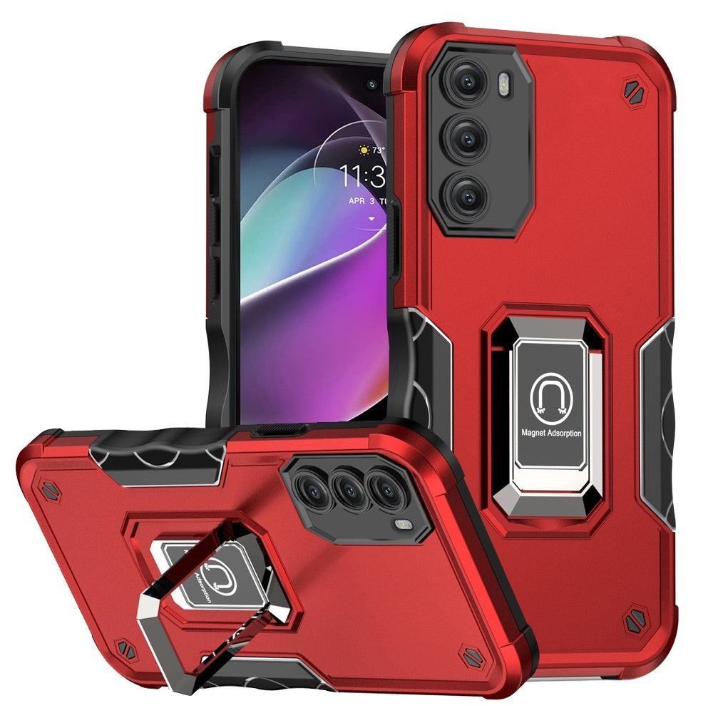 For Motorola Moto G 5G 2022 Hybrid Cases with Magnetic Ring Holder Stand Kickstand Heavy Duty Rugged Shockproof Phone Case Cover