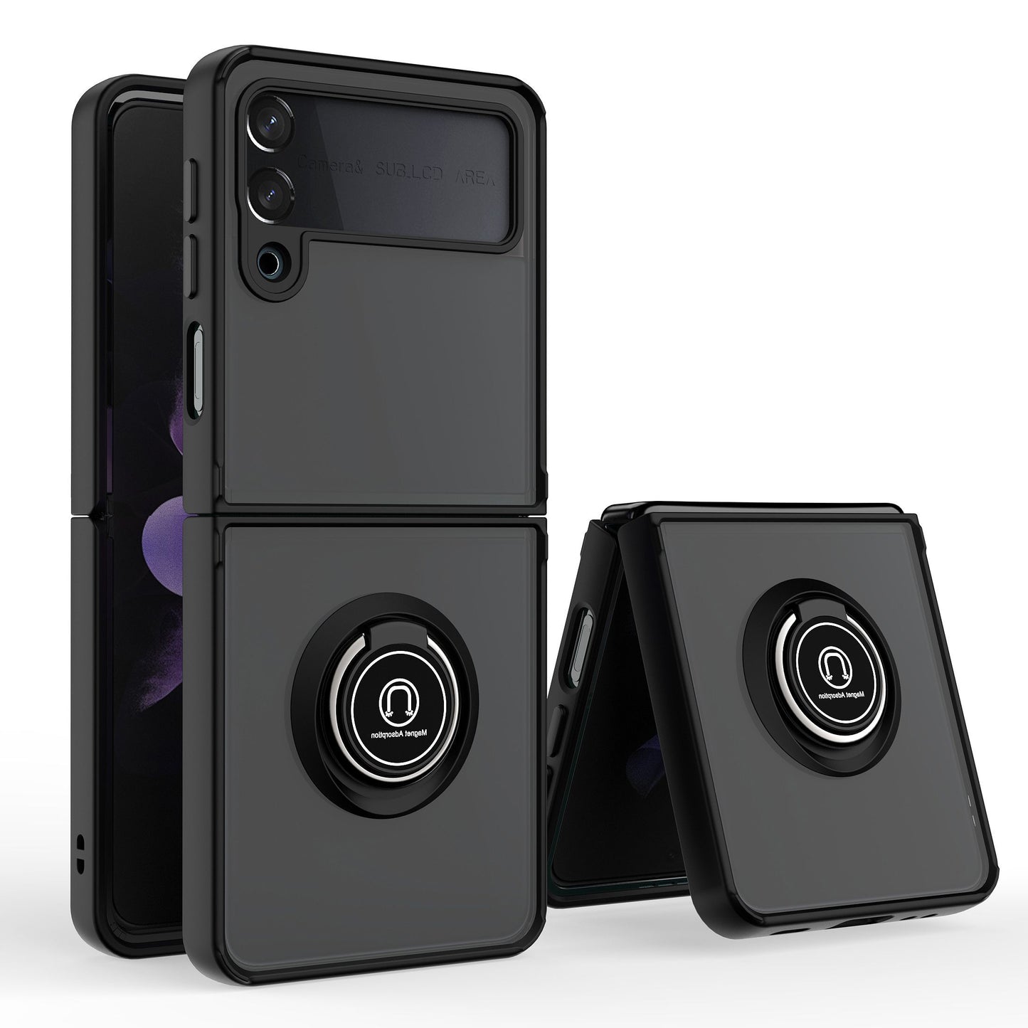 For Samsung Galaxy Z Fold 4 Hybrid Protective PC & TPU Shockproof with 360° Rotation Ring Kickstand Magnetic Metal Stand Phone Case Cover