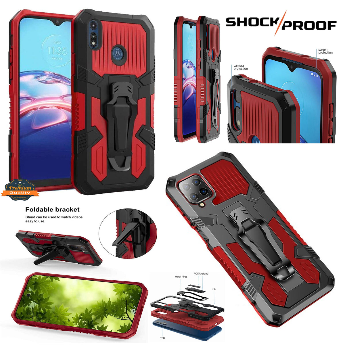 For Apple iPhone 13 /Pro /Mini Hybrid Heavy Duty Protection Shockproof Defender with Belt Clip and Kickstand Dual Layer Phone Case Cover